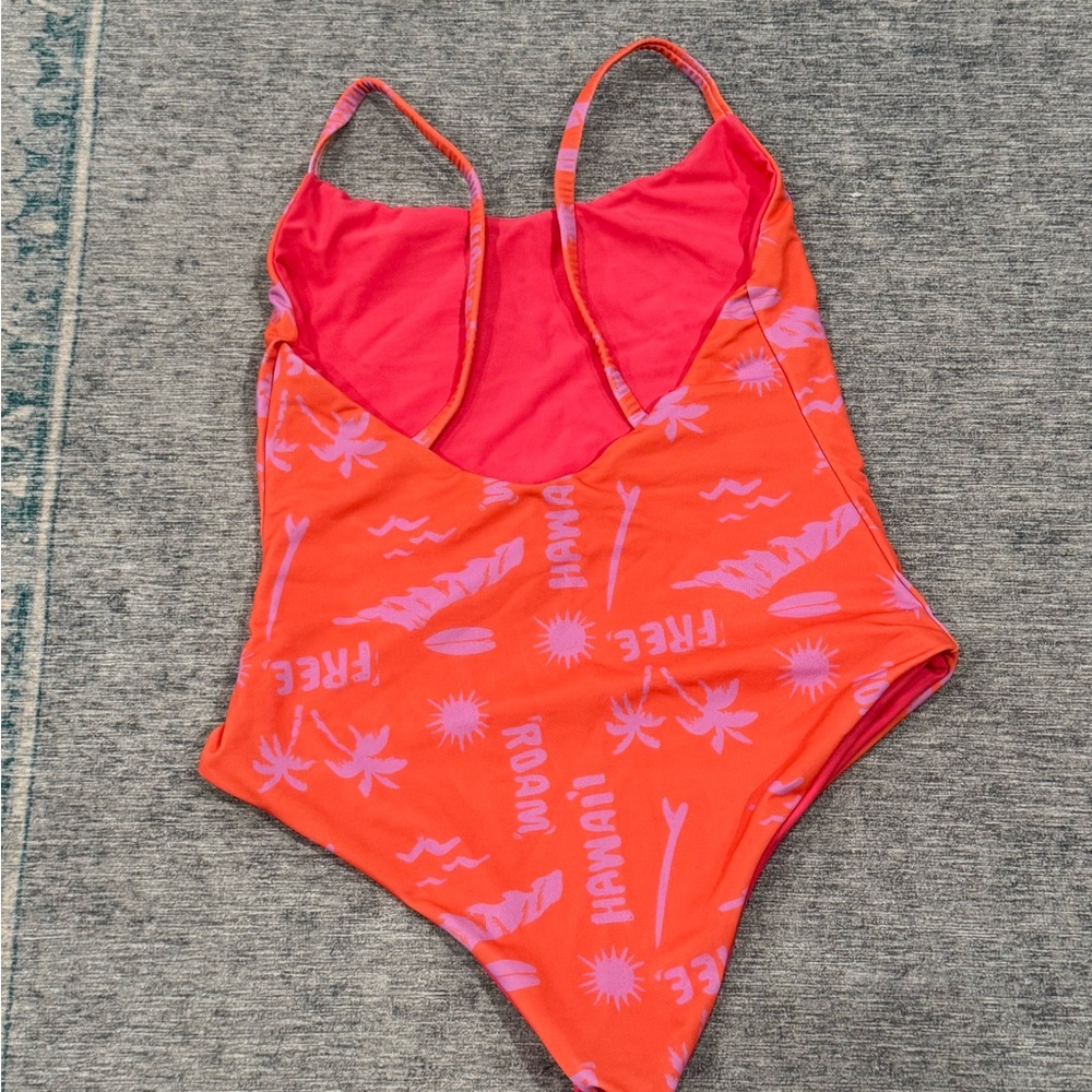 Women's Orange & Pink Printed One-Piece Swimsuit